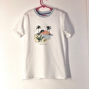 Janie and Jack White Short Sleeve Tee with Tropical Island Print